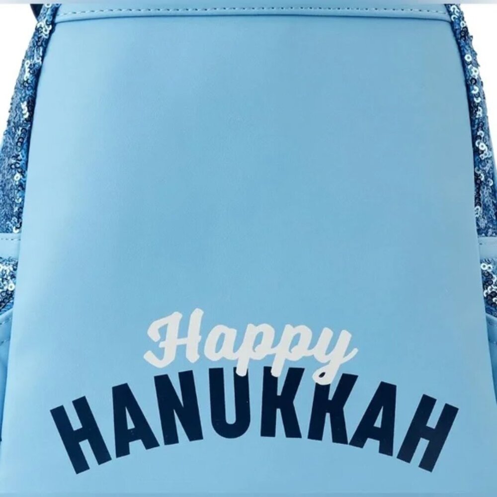 Loungefly Disney Mickey Mouse Hanukkah Sequin Glow Mini Backpack - Picture 7 of 8